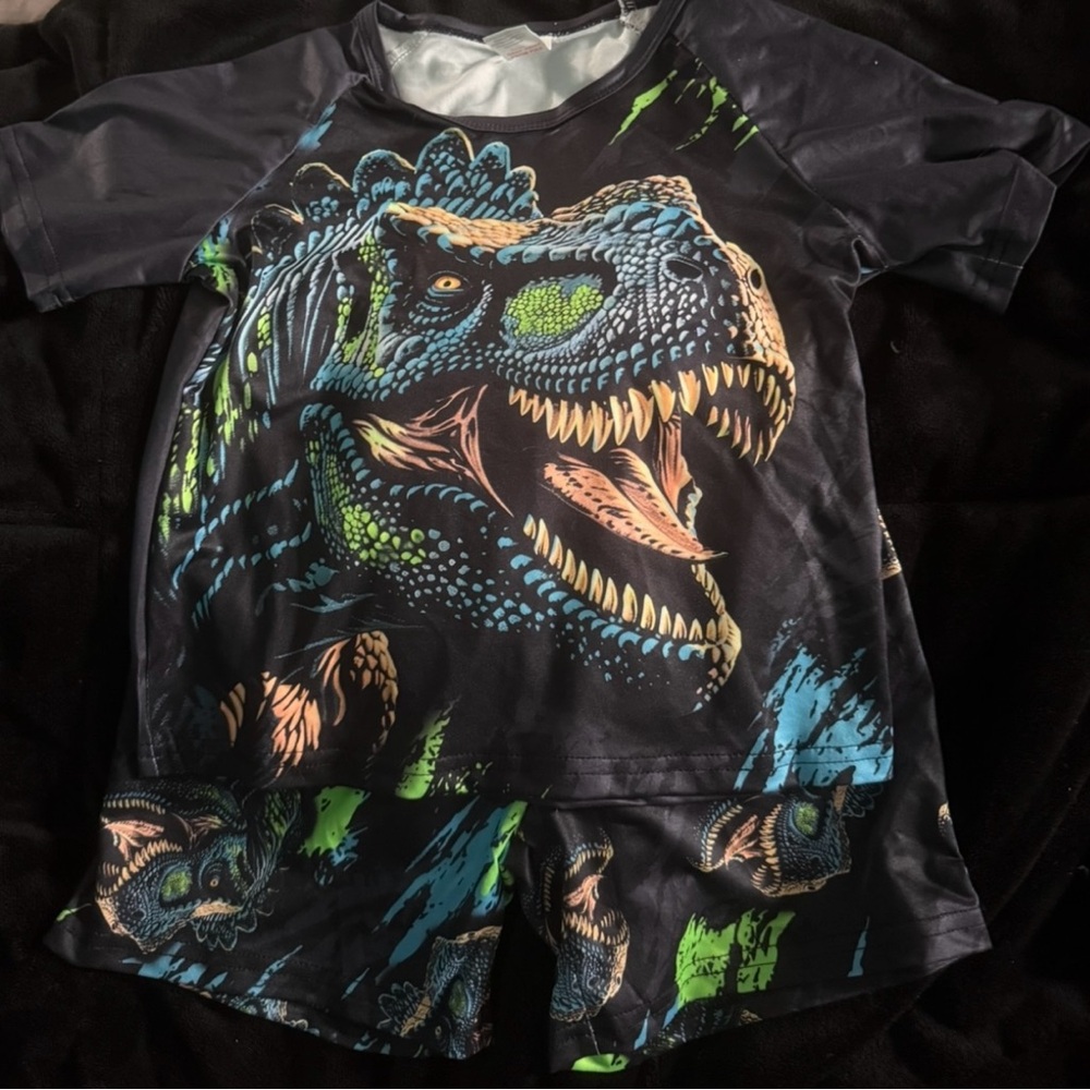 2/15$ NWOT Matching Set Boys size 5 (t-shirt and shorts) with dinosaurs